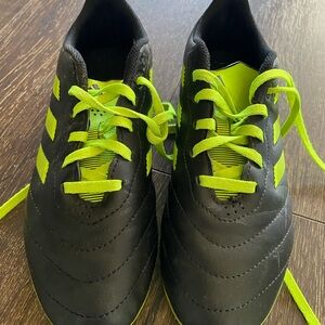 adidas Kids Black and Neon Green Cleats